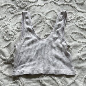 Forever 21 White Ribbed Knit Tank